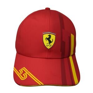 Ferrari Puma Youth Boys Snapback Hat Red #55 Embroidered Horse Logo Striped